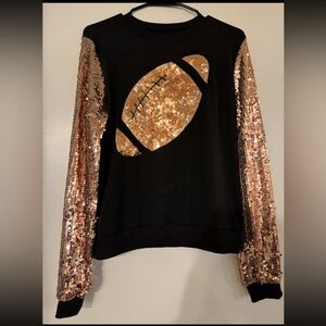 Black Sequin Football Shirt Sz Small